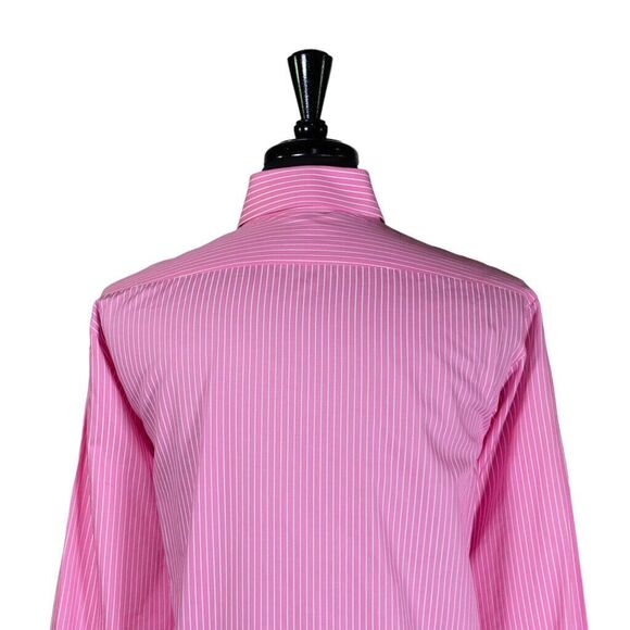 Hugo Boss Mens Dress Shirt Button Up Pink White Striped Cotton EU 42 US 16.5 - Picture 8 of 9